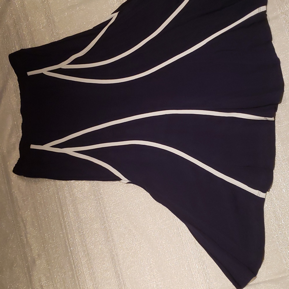 CIRANA New SKIRT Navy White Cream Contrast Striped Flowy Midi Maxi NWOT Womens M - Picture 4 of 14
